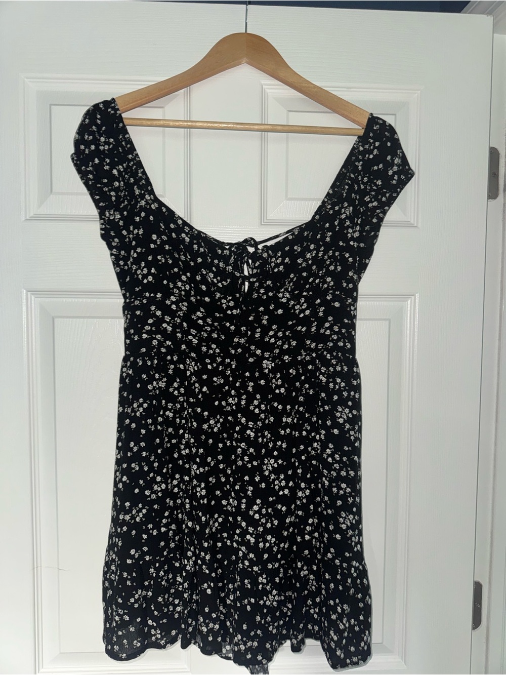 Garage Black Mini Romper with White Floral Print